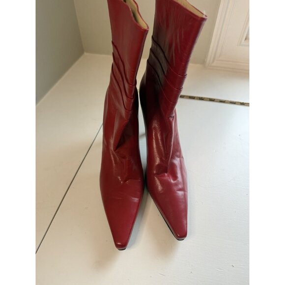 Stuart Weitzman Women's Heeled Red Leather Ankle Boots Size US 9.5 AA [jb] - Picture 2 of 5
